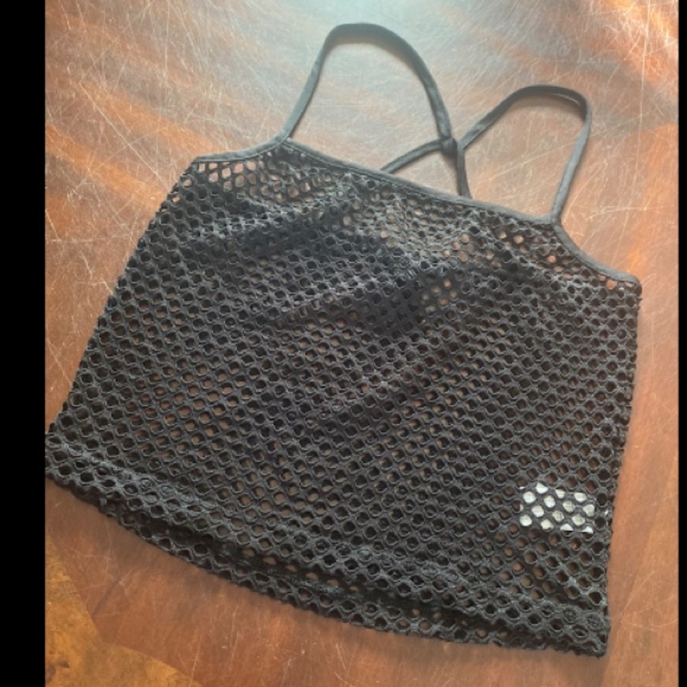 Forever 21 Black Mesh Cropped Tank Top